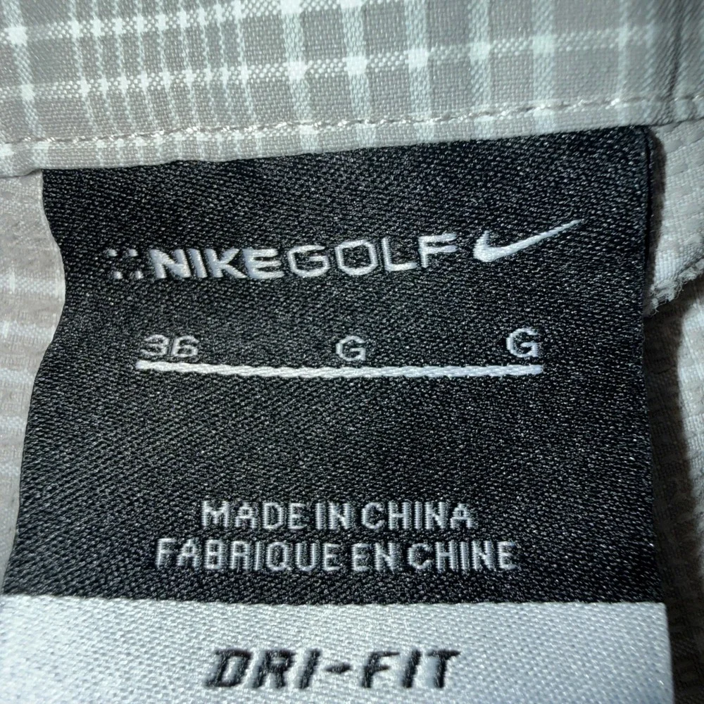 Nike Golf Dri-FIT Shorts Mens 36 Grey White Plaid Performance Flat‎ Front